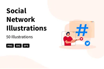 Réseau social Pack d'Illustrations