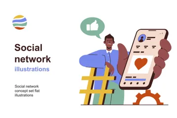 Réseau social Pack d'Illustrations