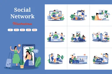 Réseau social Pack d'Illustrations