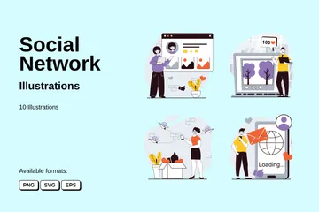 Réseau social Pack d'Illustrations