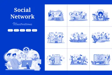 Réseau social Pack d'Illustrations