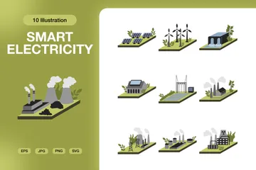 Réseaux électriques intelligents Pack d'Illustrations