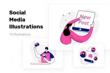 Réseaux sociaux Pack d'Illustrations