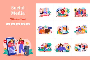 Réseaux sociaux Pack d'Illustrations