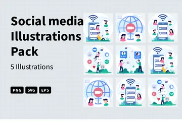 Réseaux sociaux Pack d'Illustrations