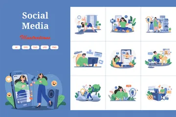 Réseaux sociaux Pack d'Illustrations