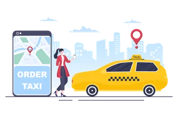 Reserva de taxis en línea Paquete de Ilustraciones