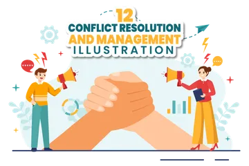 Resolução e gestão de conflitos Pacote de Ilustrações