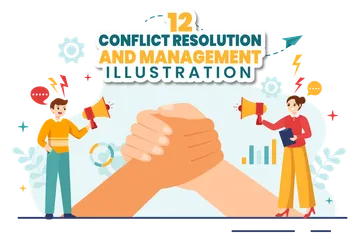 Resolución y gestión de conflictos Paquete de Ilustraciones