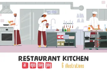 Cuisine du restaurant Pack d'Illustrations