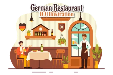 Restaurant de cuisine allemande Pack d'Illustrations