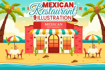Restaurant de cuisine mexicaine Pack d'Illustrations
