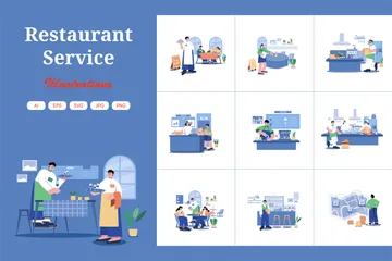 Restaurant Service Illustration Pack