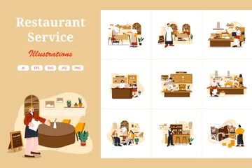 Titel für Restaurantservices Illustrationspack