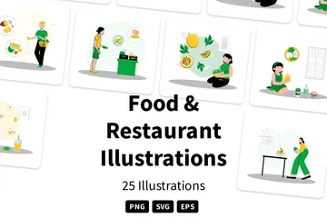 Comida e Restaurante Pacote de Ilustrações