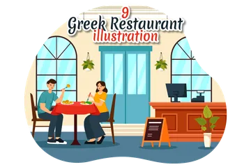 Restaurante Grego Pacote de Ilustrações