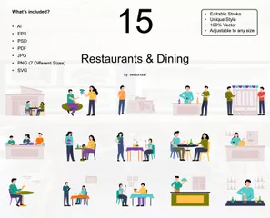 Restaurants und Gastronomie Illustrationspack