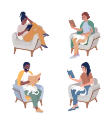 Resting In Armchair Illustration Pack