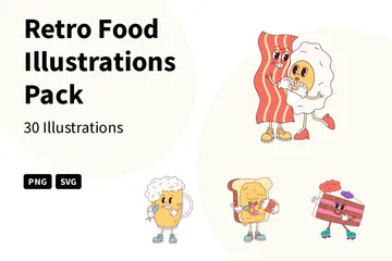 Nourriture rétro Pack d'Illustrations
