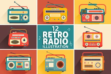 Retro Radio Illustration Pack