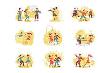 Retro Style Party Illustration Pack