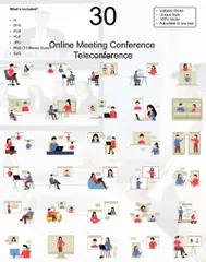 Teleconferência de conferência de reunião on-line Pacote de Ilustrações