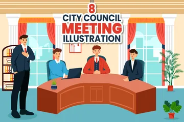 Reunião da Câmara Municipal Pacote de Ilustrações