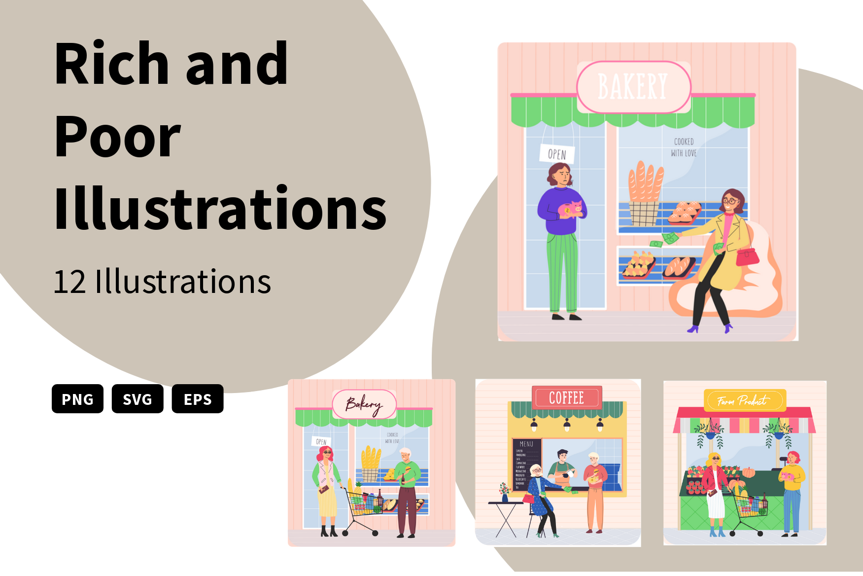 Premium Rich And Poor Illustration Pack From People Illustrations