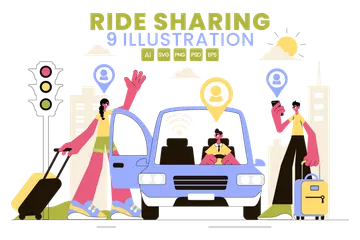 Ride Sharing Services Illustration Pack