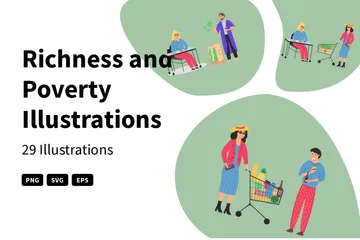 Riqueza e pobreza Pacote de Ilustrações
