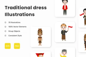 Robe traditionnelle Pack d'Illustrations