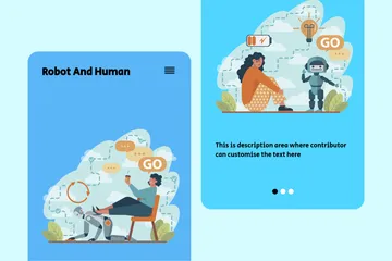 Robô e humano Pacote de Ilustrações