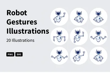 Robot Gestures Illustration Pack