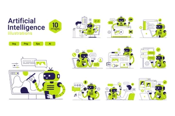 Robot d'intelligence artificielle Illustration Pack