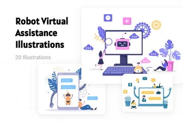 Robot Virtual Assistance Illustration Pack