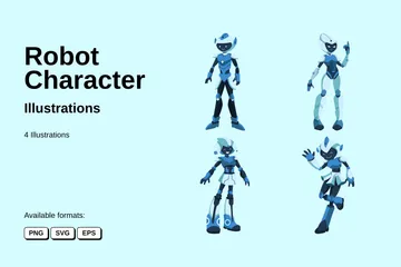 Roboter-Charakter Illustrationspack