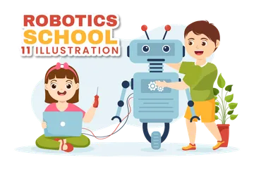 Robotik-Schule Illustrationspack