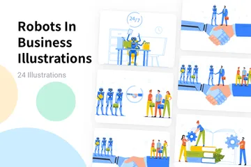 Robots In Business Illustration Pack