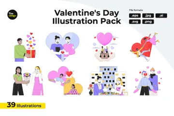 Romantik Valentinstag Illustrationspack
