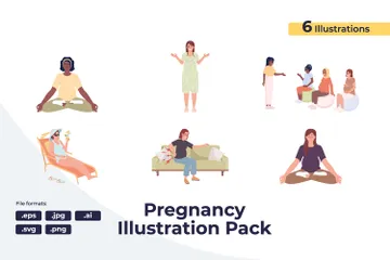 Rotina diária de mulheres grávidas Pacote de Ilustrações