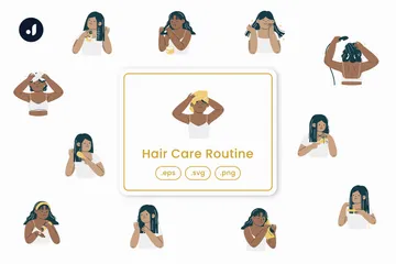 Routine de soins capillaires Pack d'Illustrations