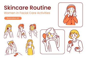 Routine de soins de la peau Pack d'Illustrations