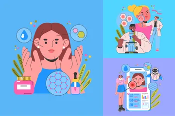 Routine de soins de la peau Pack d'Illustrations