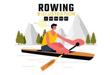 Rowing Sport Illustration Pack