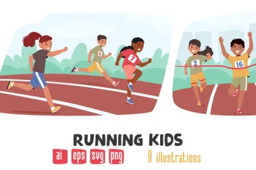 Running Kids Illustration Pack