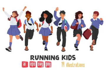 Running Kids Illustration Pack