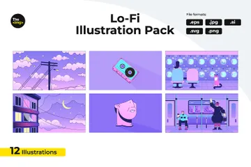 Sad Nostalgia Night Time Lo Fi Illustration Pack