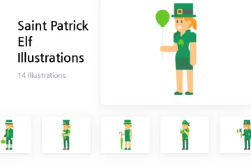 Saint Patrick Elf Illustration Pack