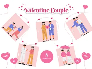 Couple Saint-Valentin Pack d'Illustrations