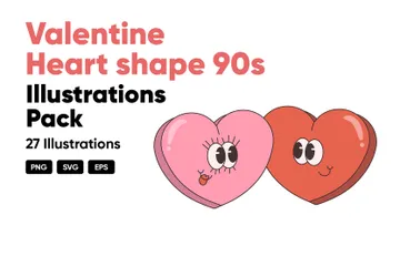 Forme de coeur de la Saint-Valentin des années 90 Pack d'Illustrations